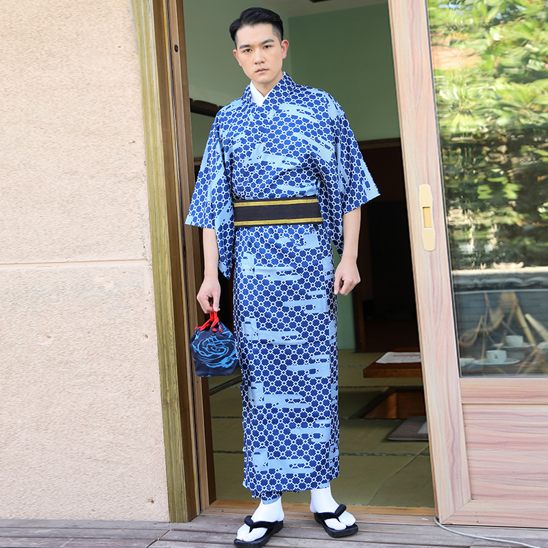 Men'S Formal Ethnic Wear - 男性用の伝統的な着物,日本のエスニックウェア,花,火,社交服,フォーマル,しわ防止,鉄素材なし,夏