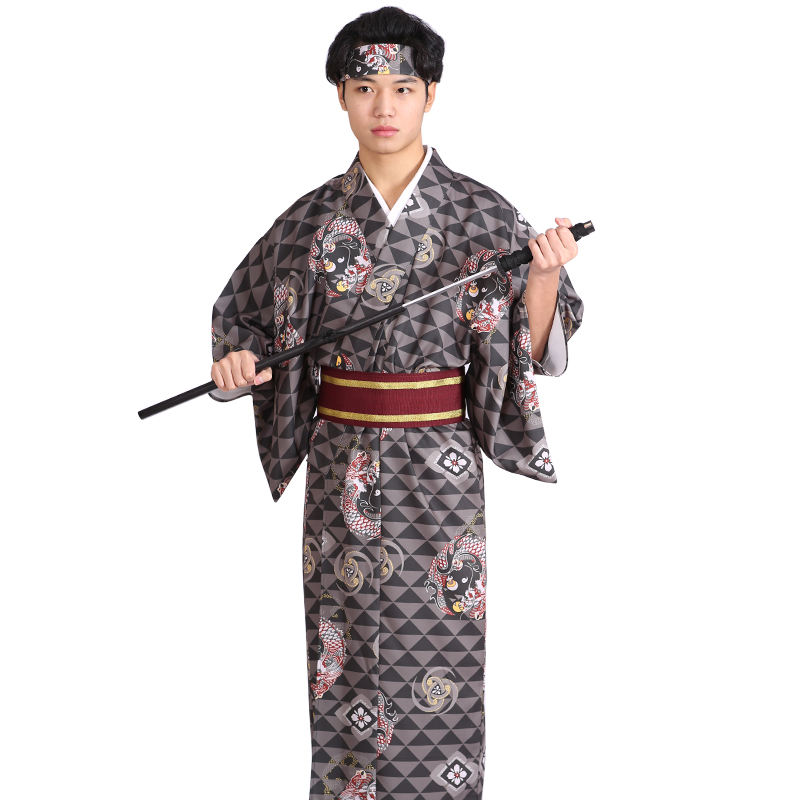 Men'S Formal Ethnic Wear - アジア民族風新デザイン着物 メンズフォーマルドレス 日本紳士服 伝統着物+帯 ポリエステル素材 着用