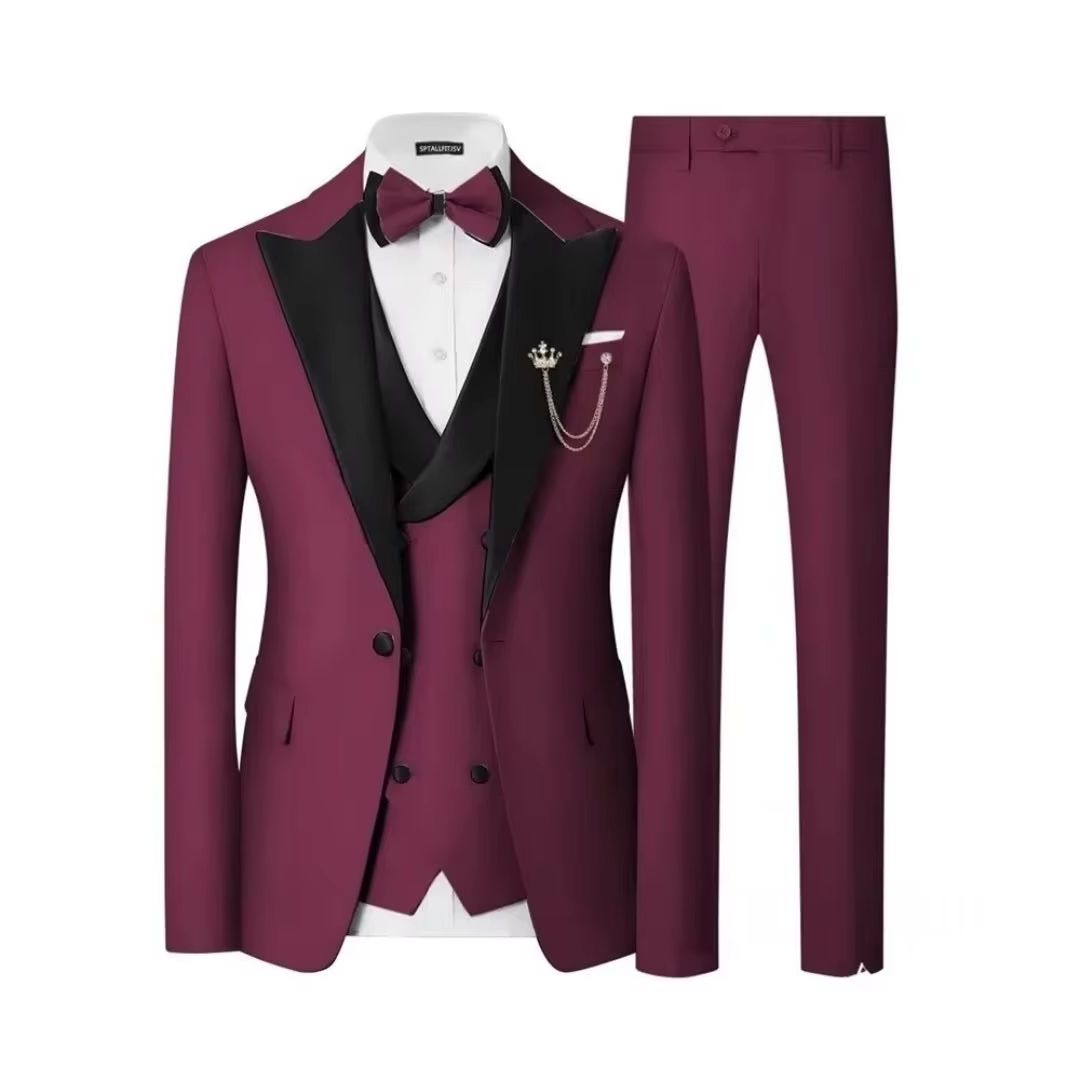 Men'S Formal Dinner Wear - メンズスリムフィット3ピースタキシードスーツセットダブルブレストウェディングプロムディナーフォーマルウェア