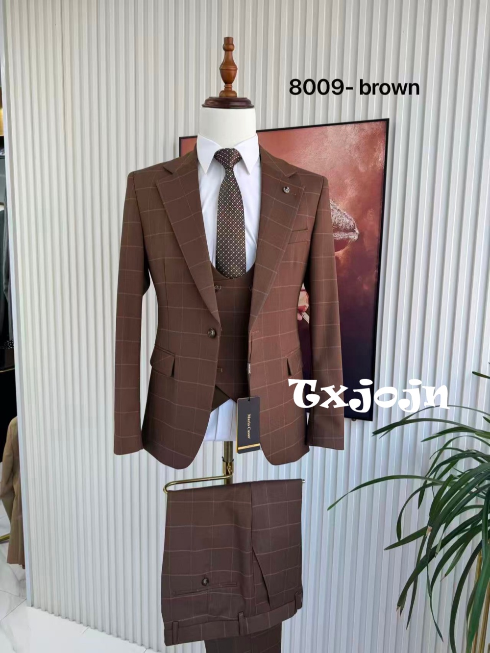 Men Formal Wear Pants - メンズプレイドタキシード3ピースジャケットベストパンツ誕生日パーティーウェアノッチドラペルスーツセットメンズダンスウェア長袖スーツ