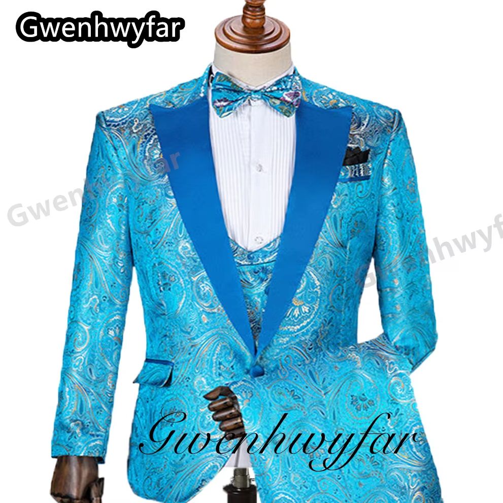 Men Formal Wear Pants - Gwenhwyfar パターン男性スーツ結婚若い男性スーツ春の新しいスーツ結婚式新郎着用フォーマルスーツ (ジャケット + パンツ +