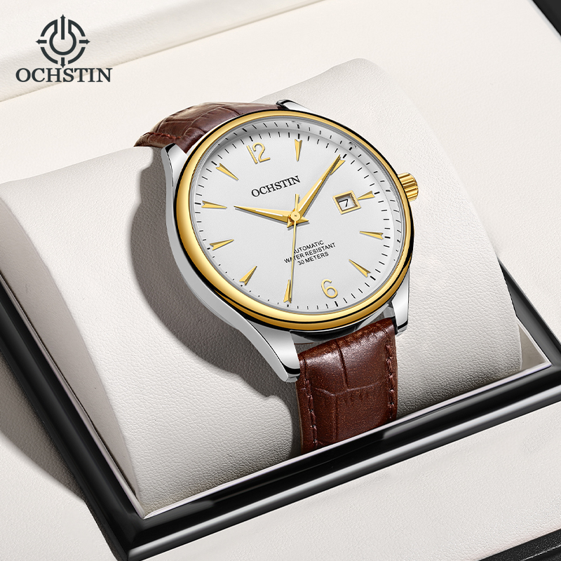 Men'S Formal Wear Watches - OCHSTIN 自動メンズ腕時計ヴィンテージ機械式自動日付 40 ミリメートルケースオールドファッション男性革腕時計カジュアル & フォーマルウェア用