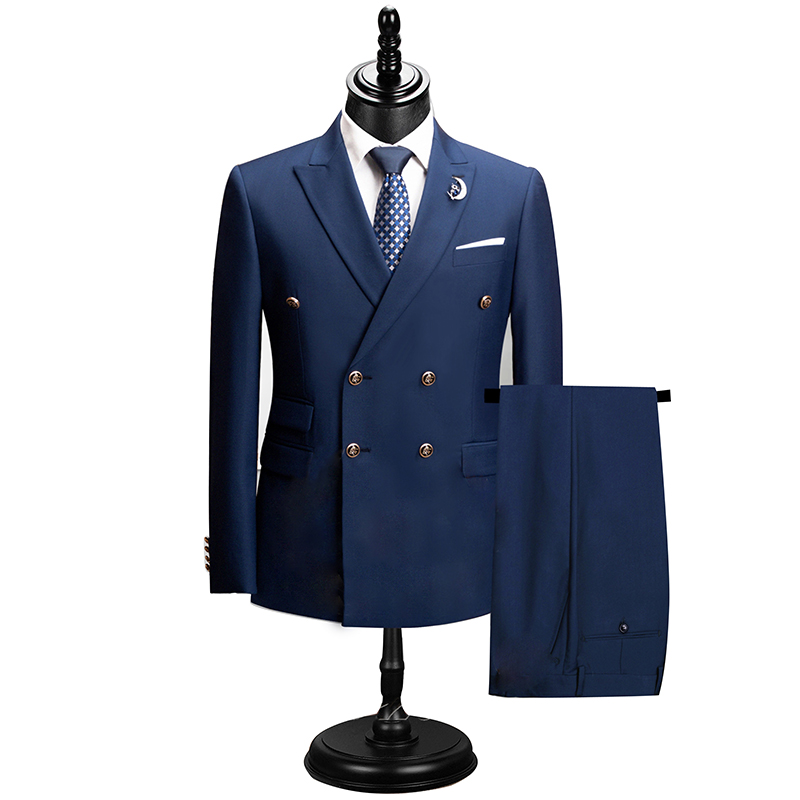 Men'S Formal Dinner Wear - 2026年 ソリッドカラー ダブルブレスト フォーマル ツーピース メンズスーツセット