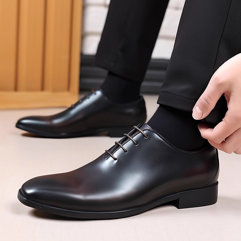 Men'S Formal Office Wear Shoes - デザイナー本革メンズホールカットオックスフォードシューズ高級ブランドブラックブラウンドレスシューズビジネスオフィスフォーマルウェア