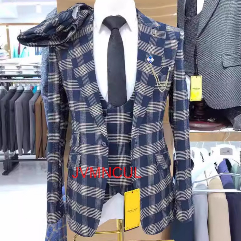 メンズカラーブロック3ピーススーツ モダンスリムフィット ウ - Men'S Formal Wear For Reception のレビューと価格