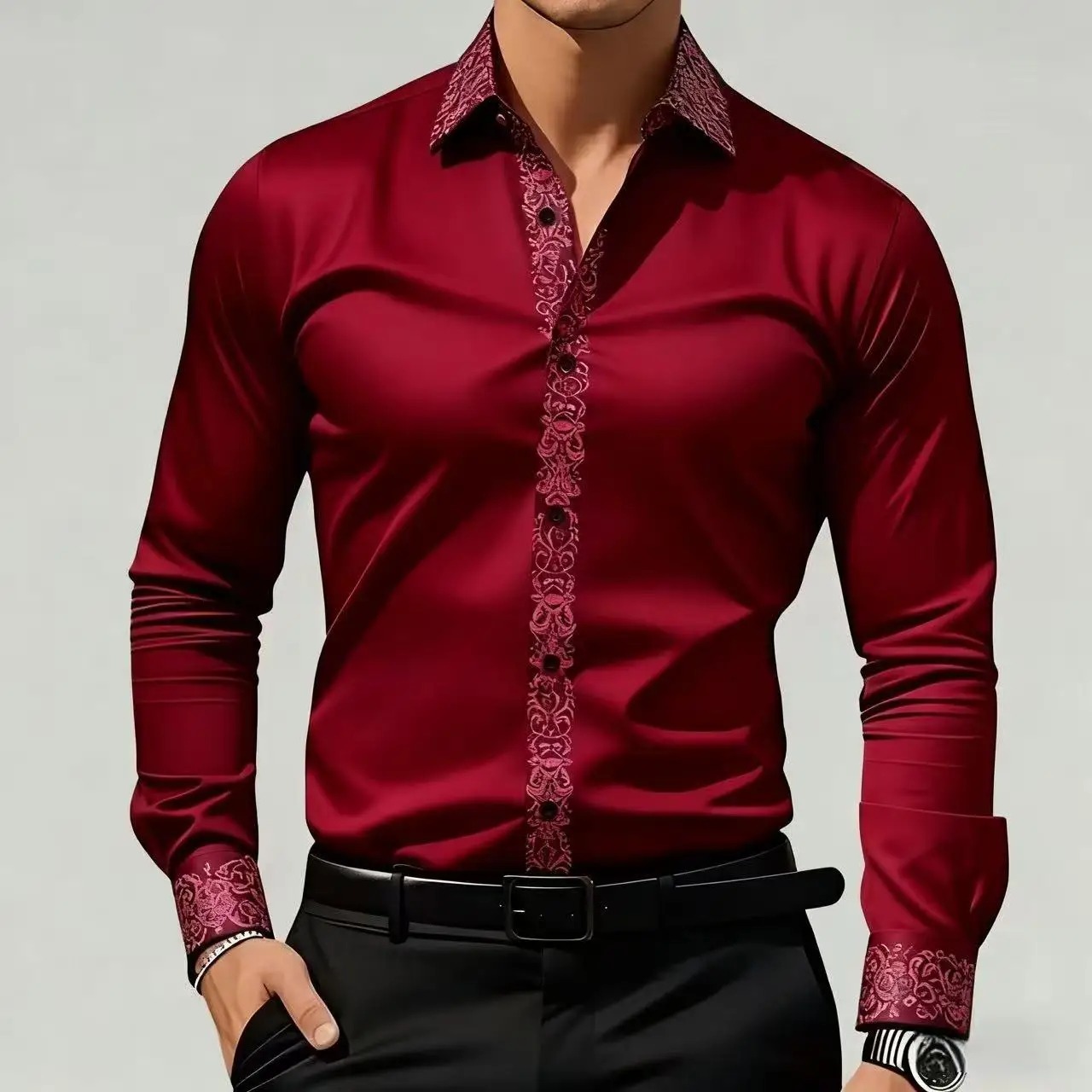 メンズエスニックスタイルプリントシャツ、長袖フォーマルシャツ - Men'S Formal Ethnic Wear のレビューと価格