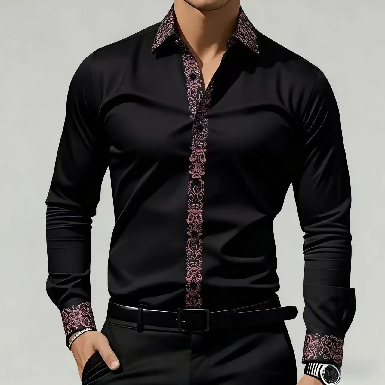 メンズエスニックスタイルプリントシャツ、長袖フォーマルシャツ - Men'S Formal Ethnic Wear のレビューと価格