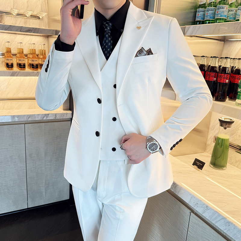 ホワイトメンズスーツ 3 ピース スリムフィット ピークドラ - Men'S Formal Dinner Wear のレビューと価格