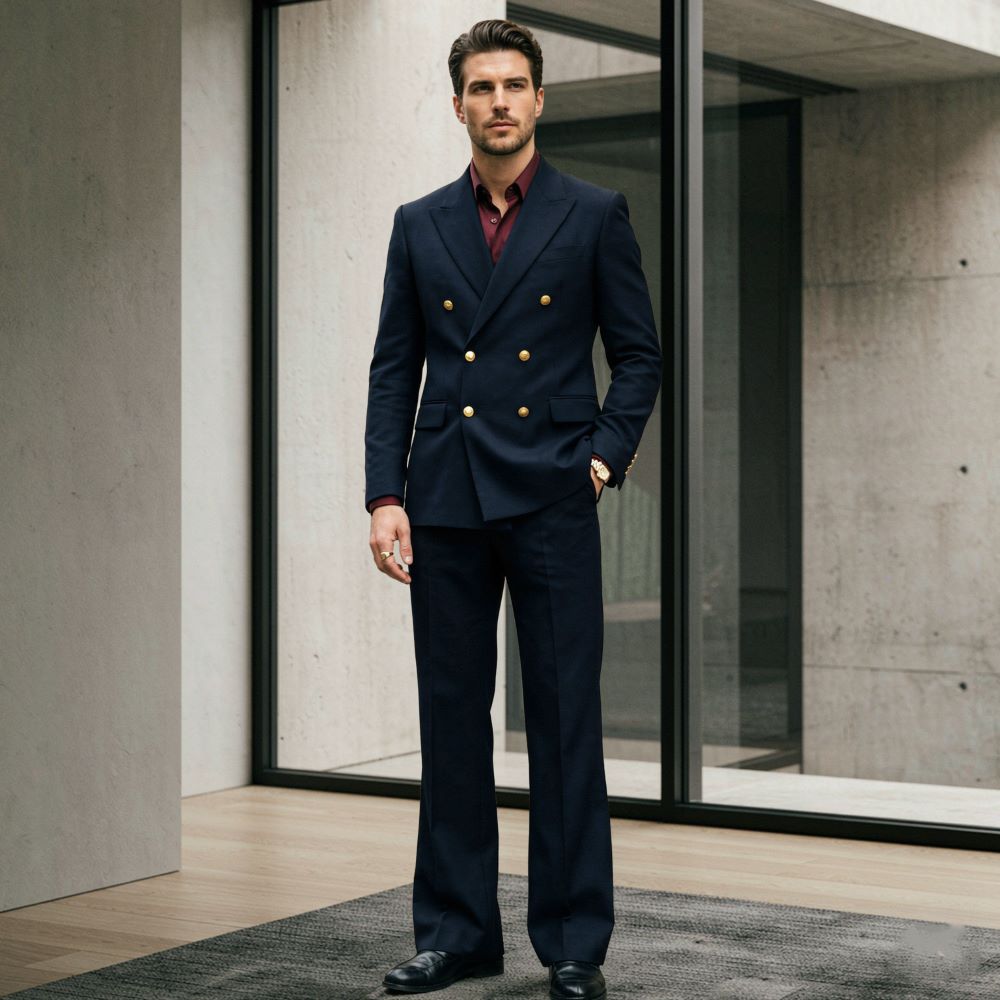 メンズリラックスフィットスーツ2ピース、ダブルブレストフォー - Men'S Formal Wear For Graduation のレビューと価格