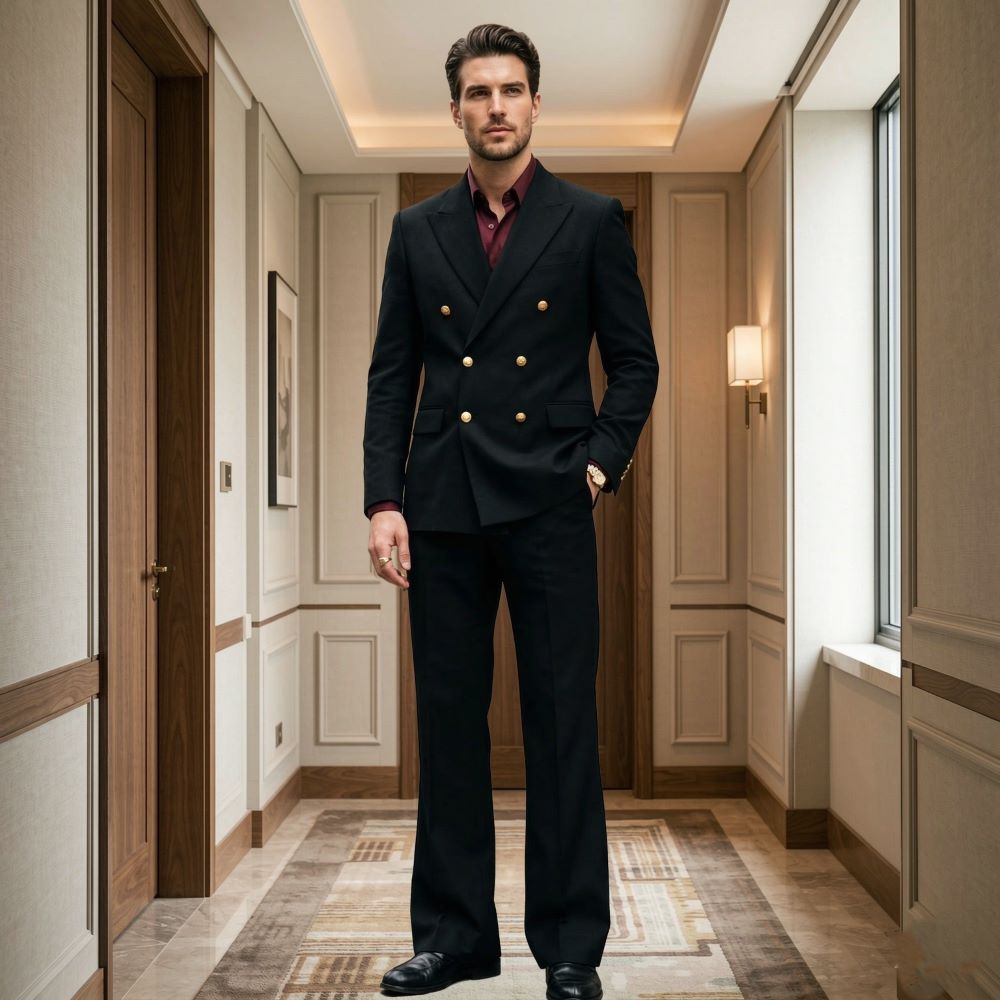 メンズリラックスフィットスーツ2ピース、ダブルブレストフォー - Men'S Formal Wear For Graduation のレビューと価格