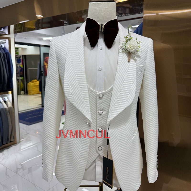 メンズモダン3ピーススーツ スリムフィット カジュアルウェデ - Men'S Formal Wear For Reception のレビューと価格