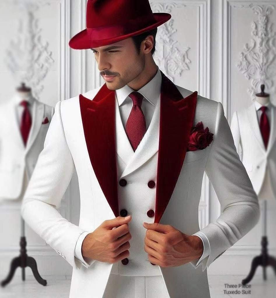 フォーマルマンタキシードベルベットカラージャケットベストパン - Men'S Formal Wear For Graduation のレビューと価格