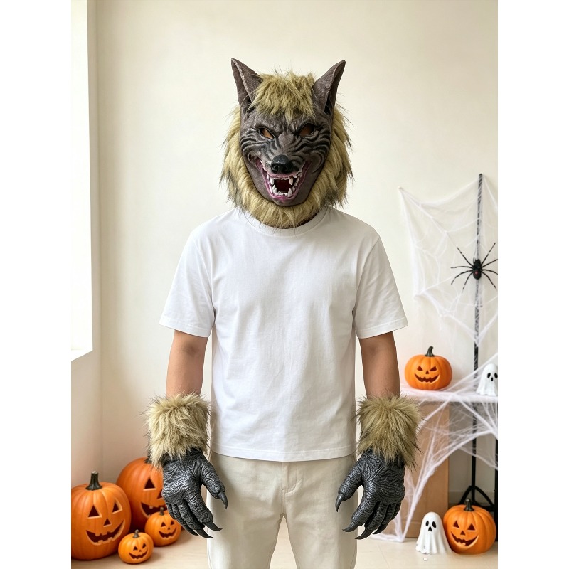 ハロウィンウルフヘッドマスクとグローブセット、大人用アニマル - Formal Wear Gloves Men のレビューと価格