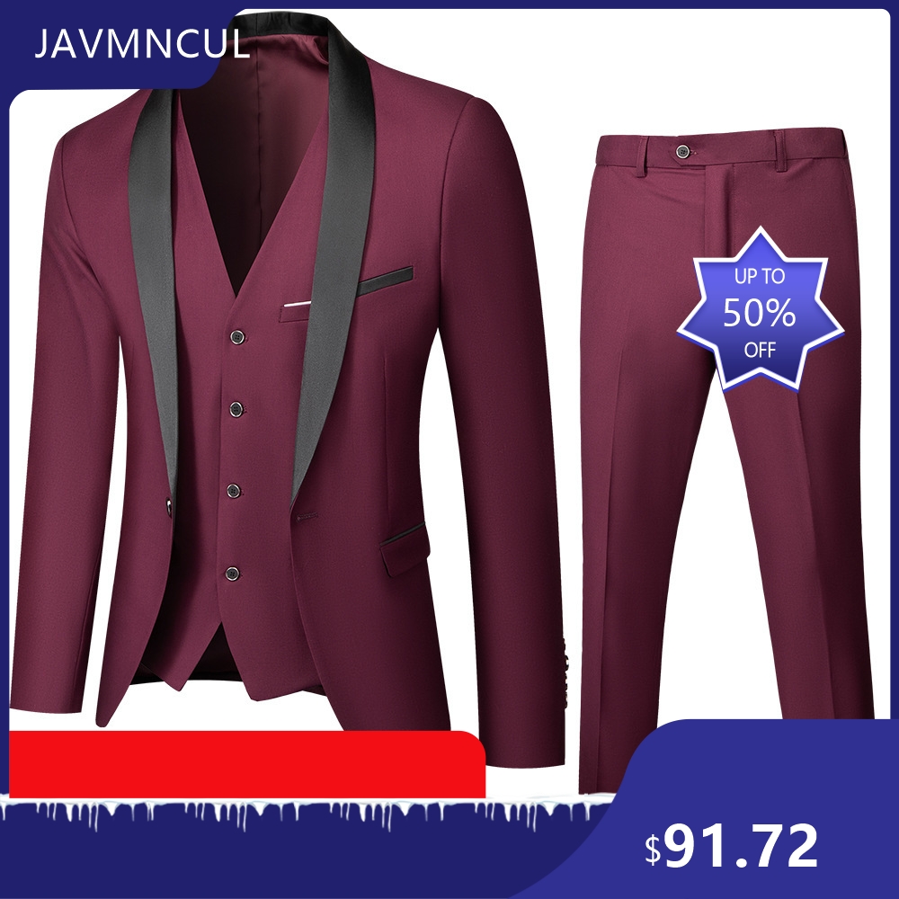 メンズウェディング3ピーススーツセット ショールラペル スリ - Men'S Formal Wear For Graduation のレビューと価格