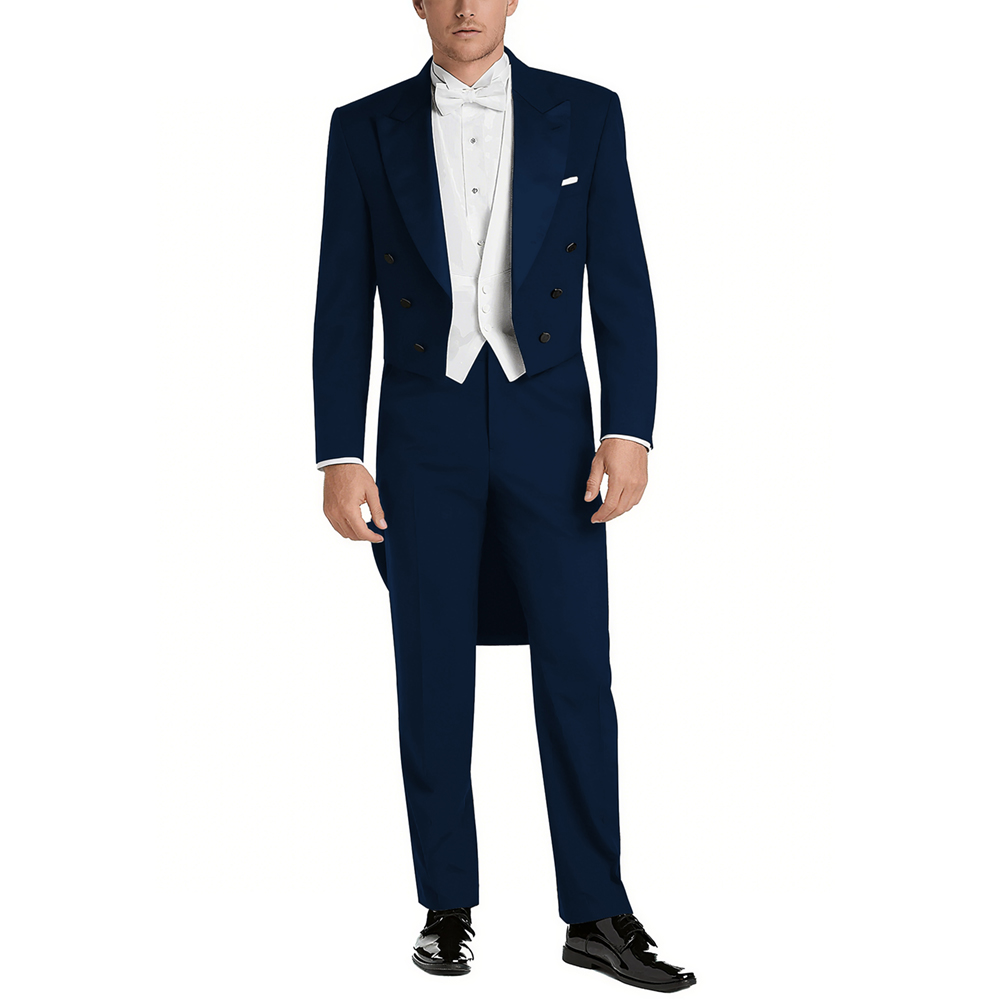 メンズサテンピークラペルスーツセット3ピースエレガントダブル - Men Formal Wear Pants のレビューと価格