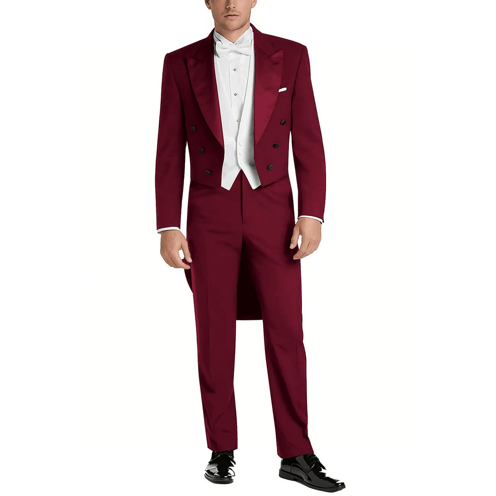 メンズサテンピークラペルスーツセット3ピースエレガントダブル - Men Formal Wear Pants のレビューと価格