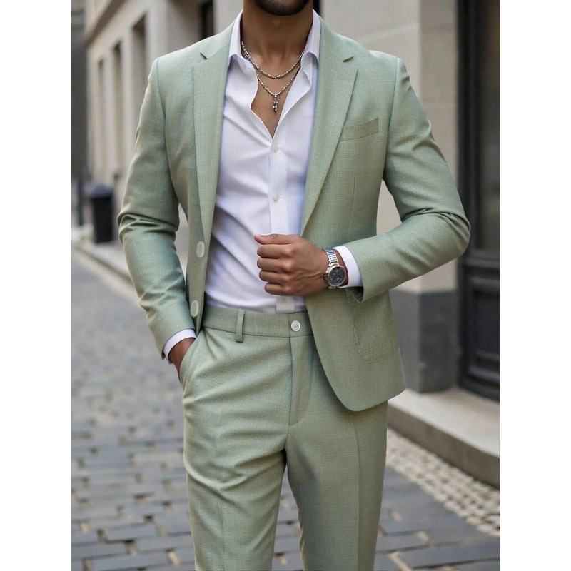 ビジネスマン向け無地スーツ＆パンツセット、スリムフィット、大 - Men Formal Wear Pants のレビューと価格