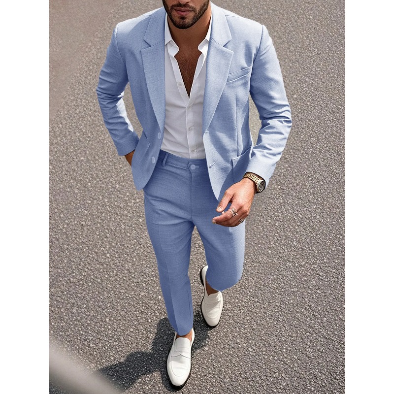 ビジネスマン向け無地スーツ＆パンツセット、スリムフィット、大 - Men Formal Wear Pants のレビューと価格
