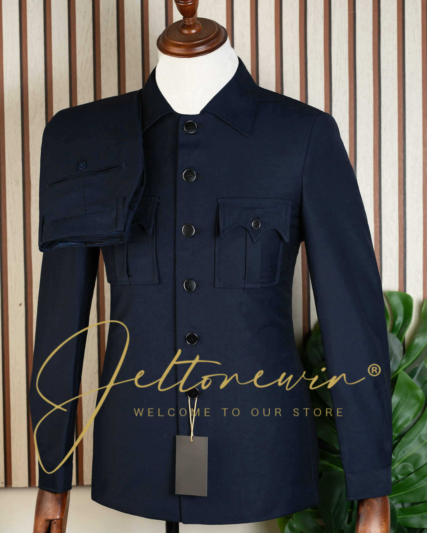 メンズネイビーブルー ツーピーススーツ 最新デザイン タキシ - Latest Men Formal Wear のレビューと価格