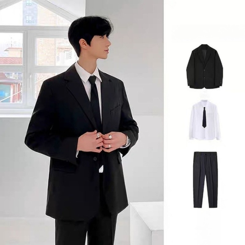 プレミアムメンズブレザースーツセット 夏用 カジュアル ビジ - Men'S Formal Wear For Graduation のレビューと価格