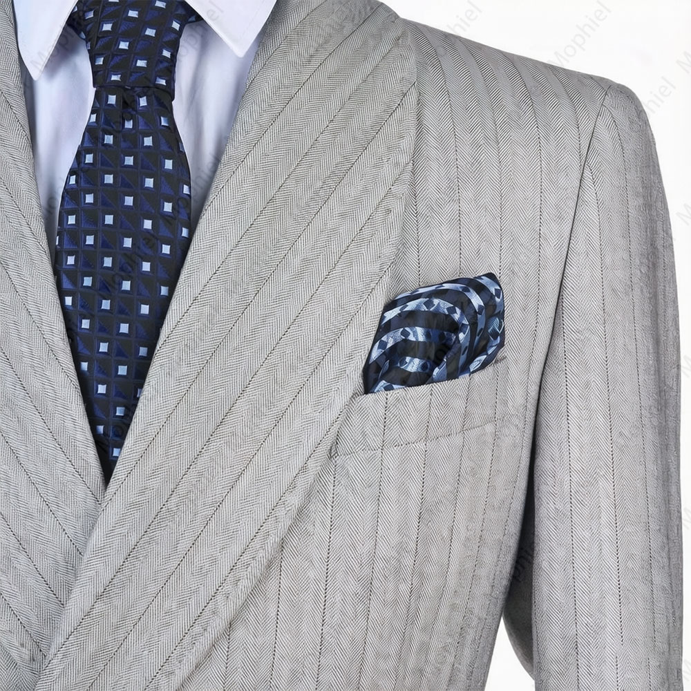 モフィエル ライトグレー メンズスーツ ストライプ ダブルブ - Men Formal Wear Pants のレビューと価格