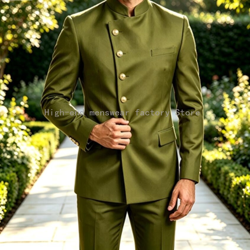 最新デザインの2ピースセット、チャイナ風メンズスーツ、スリム - Latest Men Formal Wear のレビューと価格