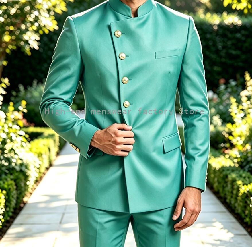 最新デザインの2ピースセット、チャイナ風メンズスーツ、スリム - Latest Men Formal Wear のレビューと価格