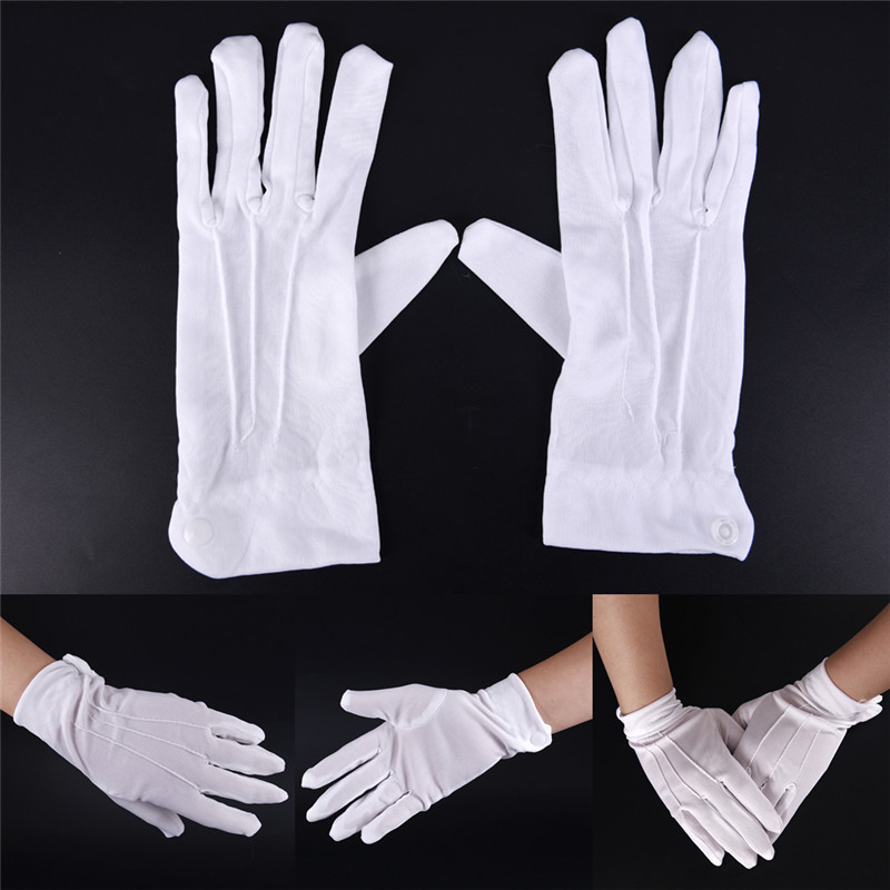 1 ペア白フォーマル手袋男性白綿制服手袋タキシード名誉ガード - Formal Wear Gloves Men のレビューと価格