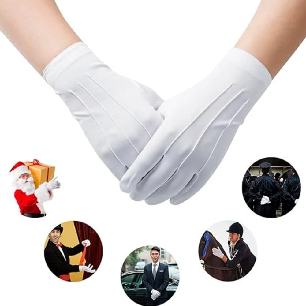 1/2ペア ホワイトコットン手袋 メンズ フォーマルユニフォ - Formal Wear Gloves Men のレビューと価格