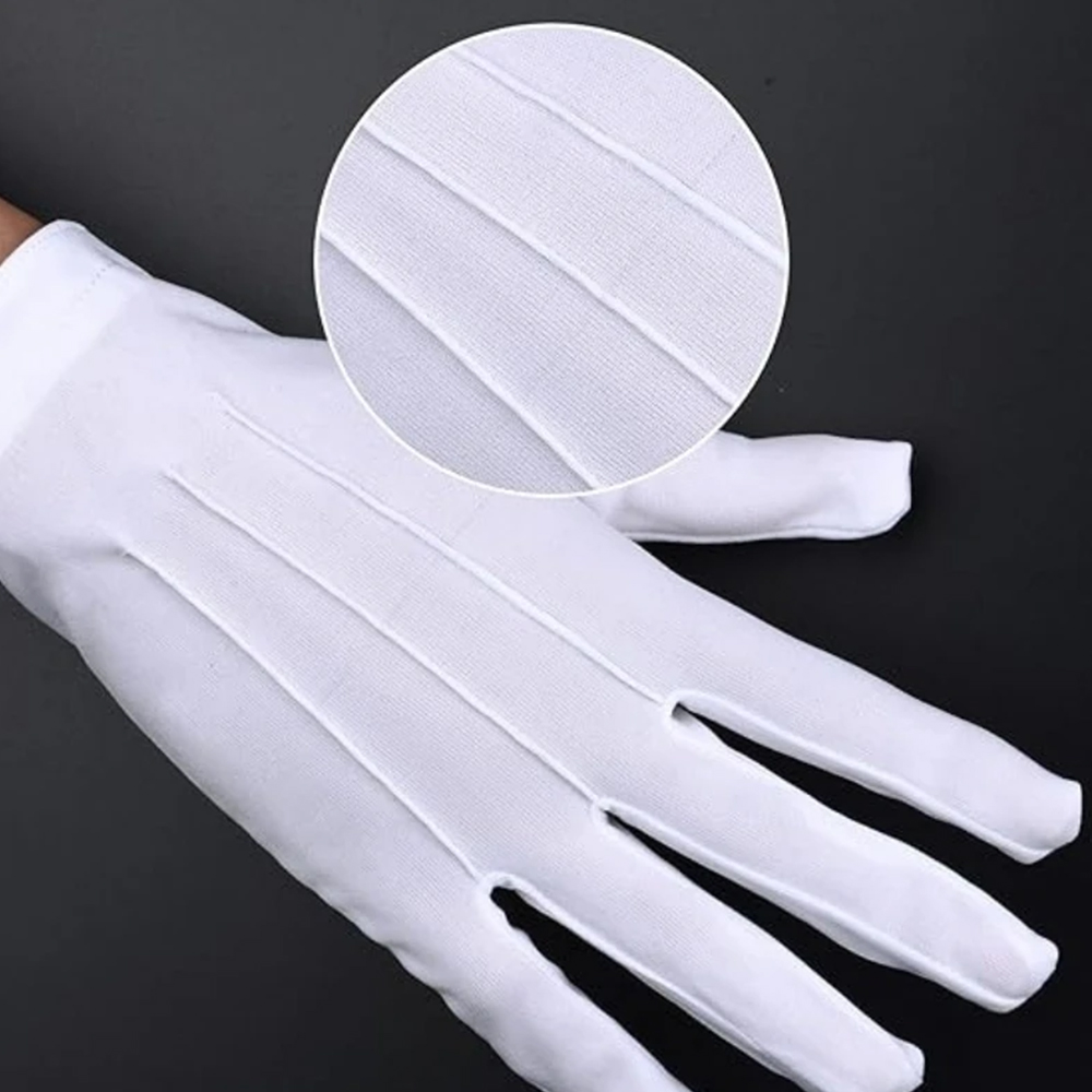 1/2ペア ホワイトコットン手袋 メンズ フォーマルユニフォ - Formal Wear Gloves Men のレビューと価格