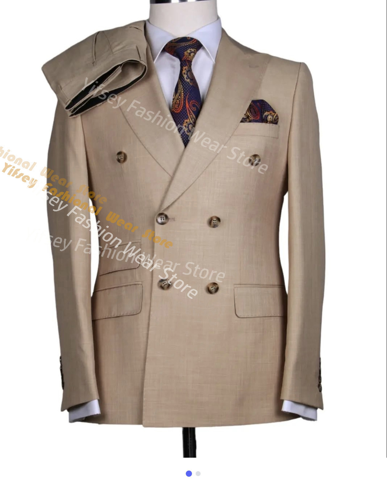 ブラウンサマーマンスーツセットコートパンツボーイフレンドブレ - Latest Men Formal Wear のレビューと価格