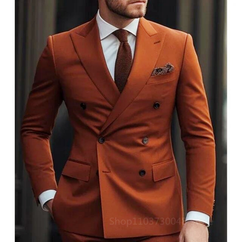 2ピースの茶色のスーツ。普段使いや卒業パーティー、結婚式に最 - Men'S Formal Wear For Graduation のレビューと価格