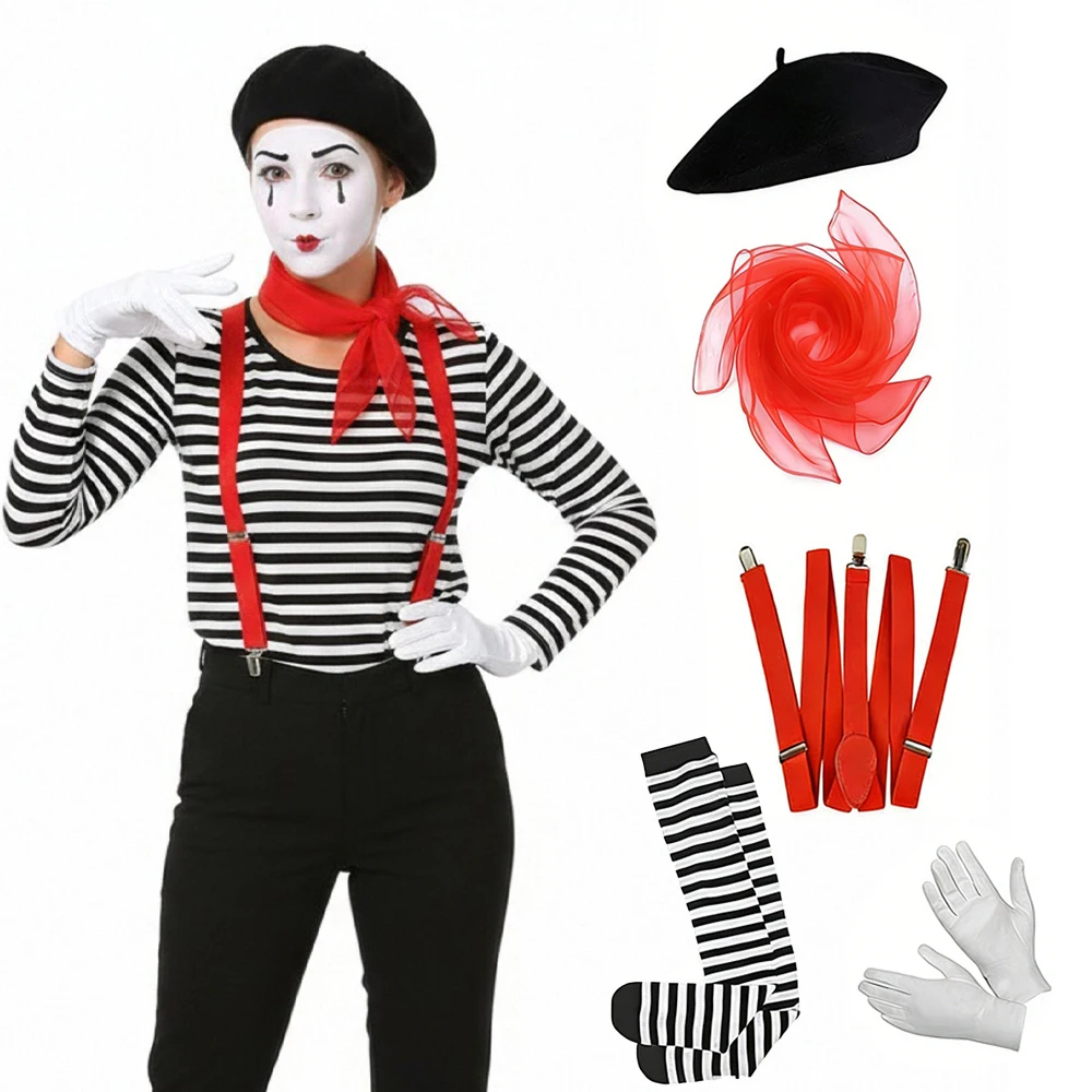 4 個男性女性マイム衣装ハロウィンアクセサリーセット大人のフ - Formal Wear Gloves Men のレビューと価格