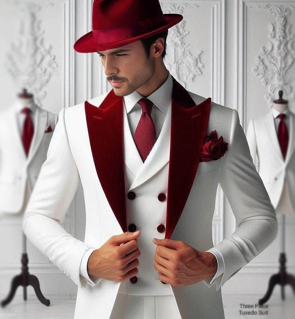 フォーマルメンズタキシード ベルベット3ピース ジャケット  - Men'S Formal Wear For Graduation のレビューと価格