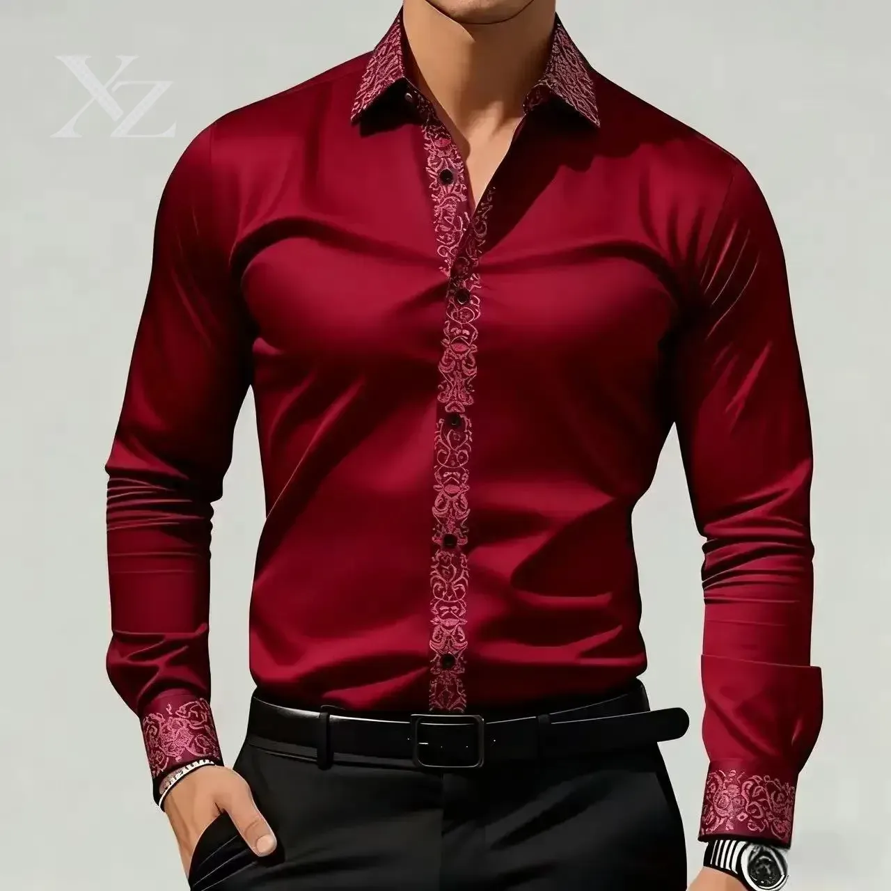 男性用、エスニック調のプリントが施された長袖のフォーマルシャ - Men'S Formal Ethnic Wear のレビューと価格