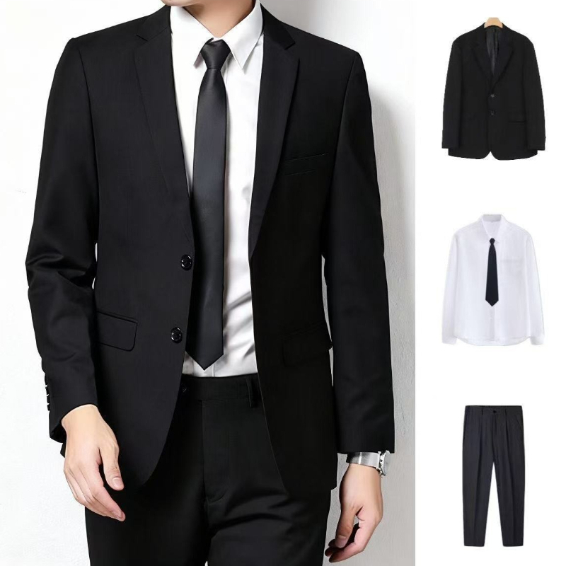 メンズ 韓国風 カジュアルスーツセット。高校卒業式の司会者向 - Men'S Formal Wear For Graduation のレビューと価格