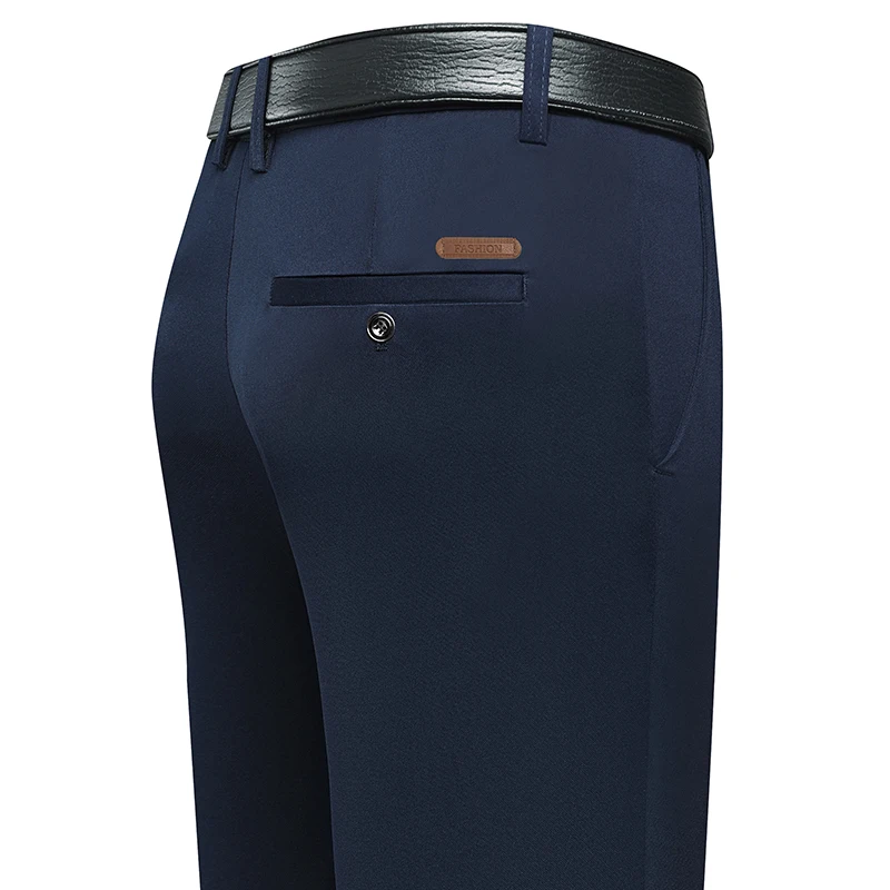 メンズロング丈ストレートレッグドレスパンツ、レザーラベルバッ - Men Formal Wear Pants のレビューと価格
