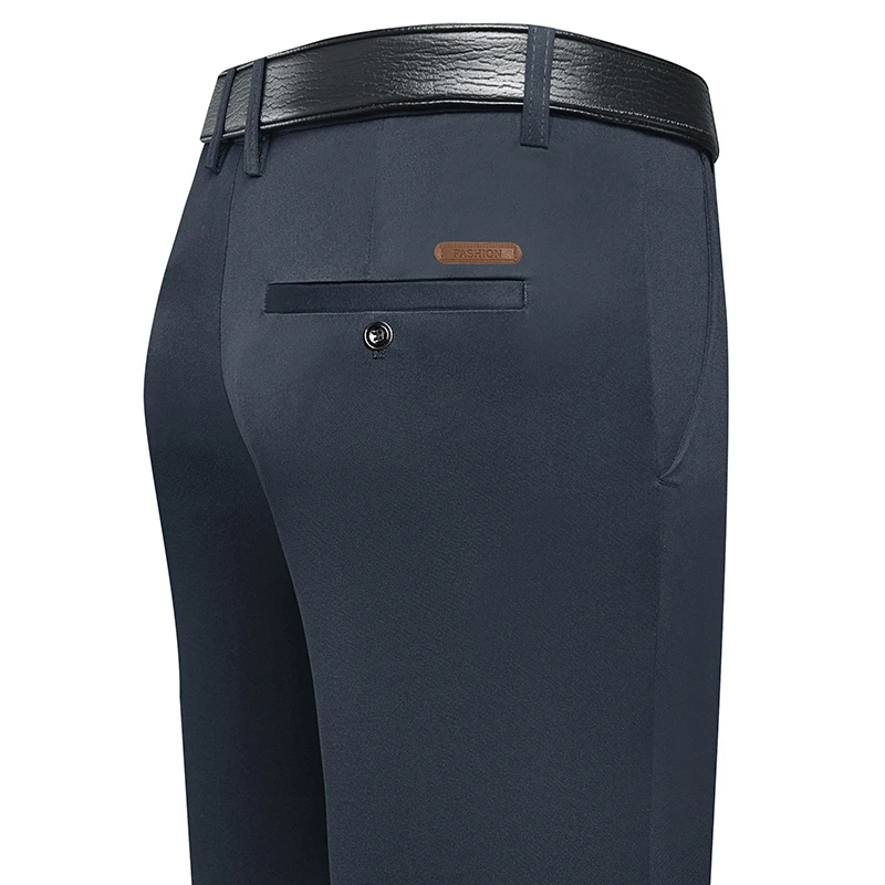 メンズロング丈ストレートレッグドレスパンツ、レザーラベルバッ - Men Formal Wear Pants のレビューと価格