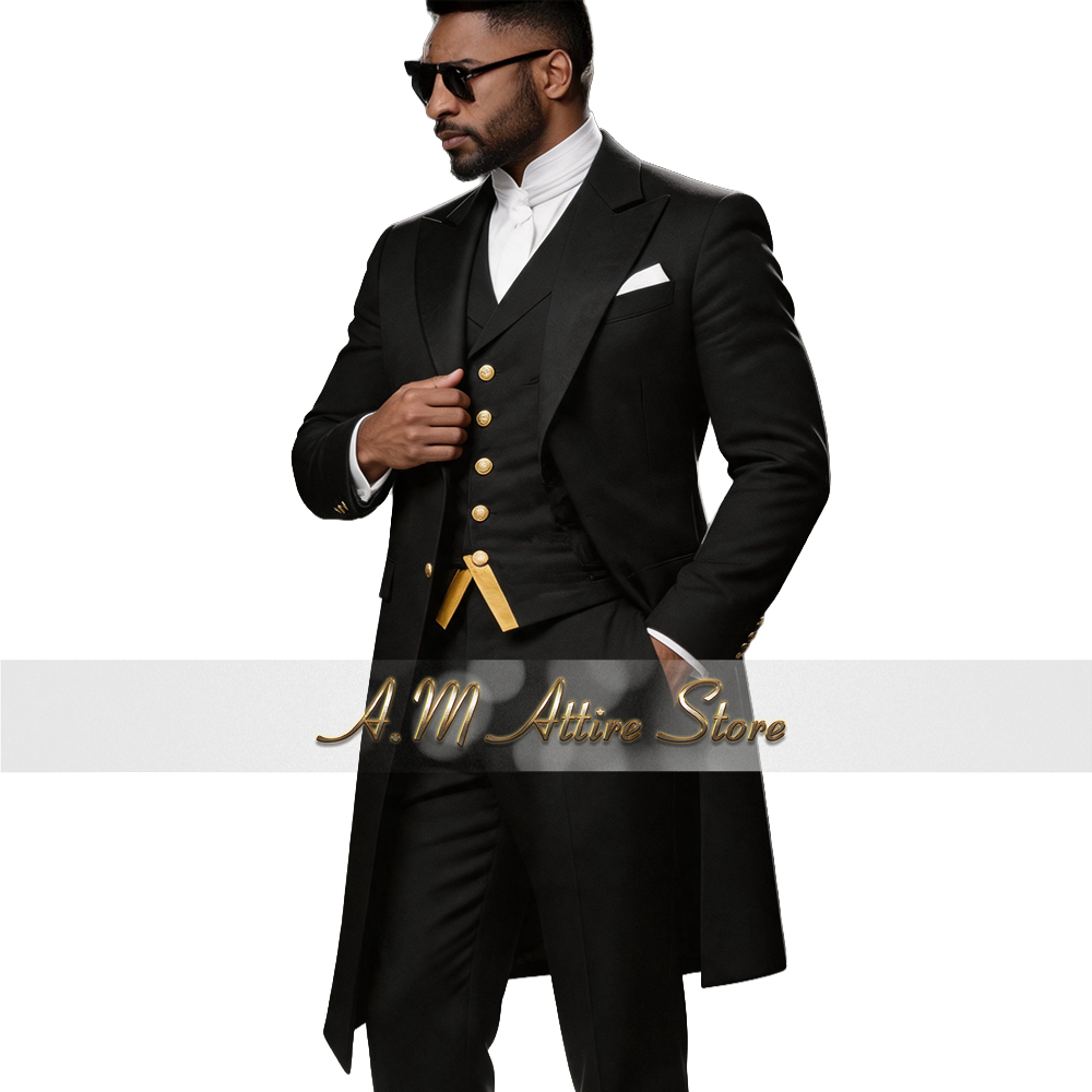 男性用ウェディングスーツ ブルー 3ピース ロングブレザー  - Men Formal Wear Pants のレビューと価格