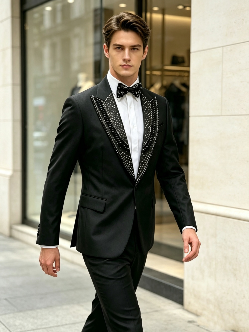 フォーマル結婚式のタキシードラインストーン 2 ピースセット - Men'S Formal Wear For Graduation のレビューと価格