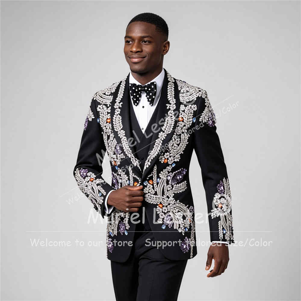 洗練されたデザインのメンズウェディングタキシードスーツ3点セ - Men'S Formal Dinner Wear のレビューと価格