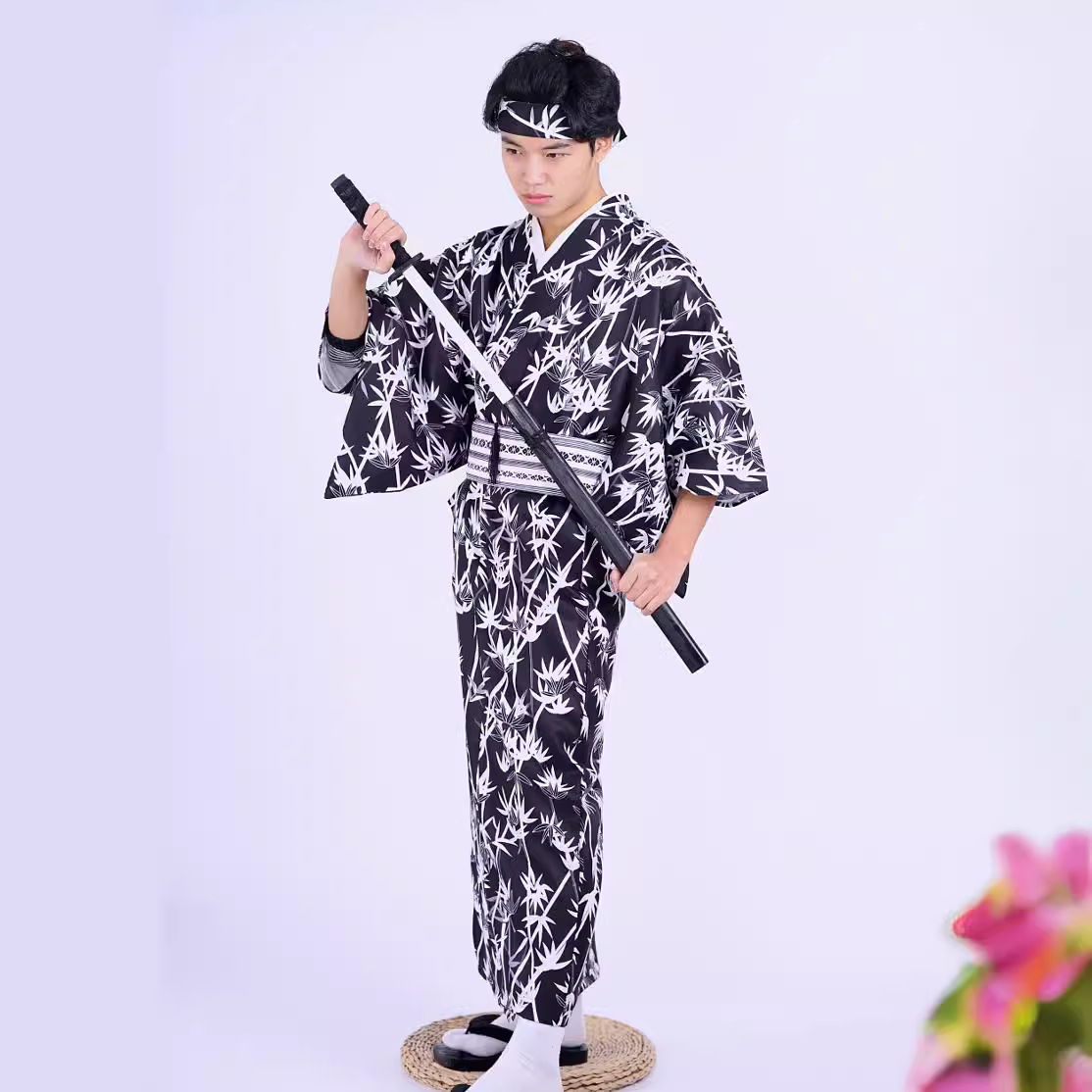 メンズ和風竹模様着物 – しわになりにくい繊維生地、写真撮影 - Men Formal Wear Photoshoot のレビューと価格